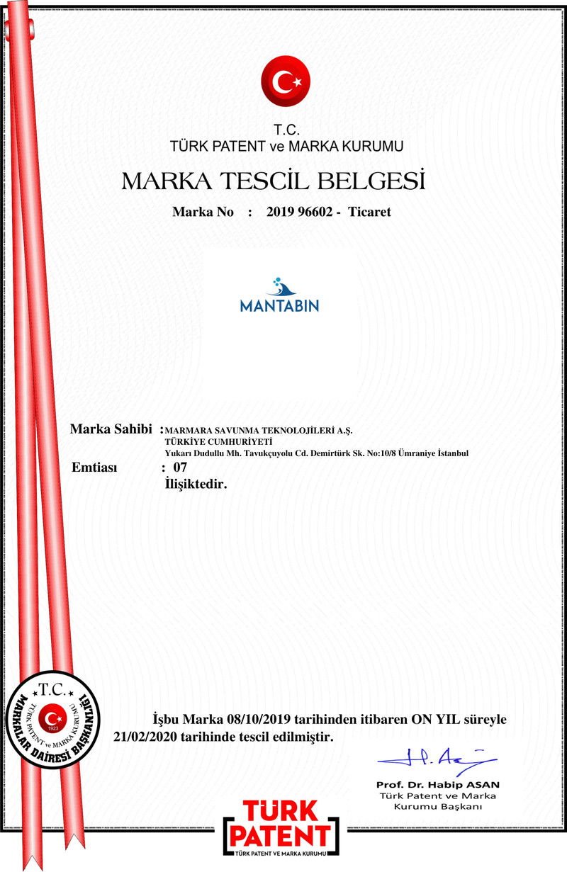 Mantabin Marka Tescil Belgesi