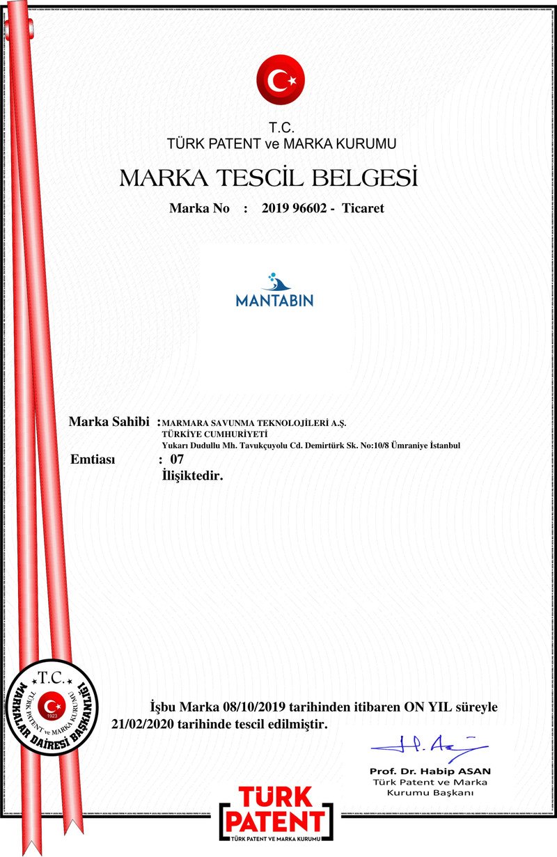 Mantabin Marka Tescil Belgesi