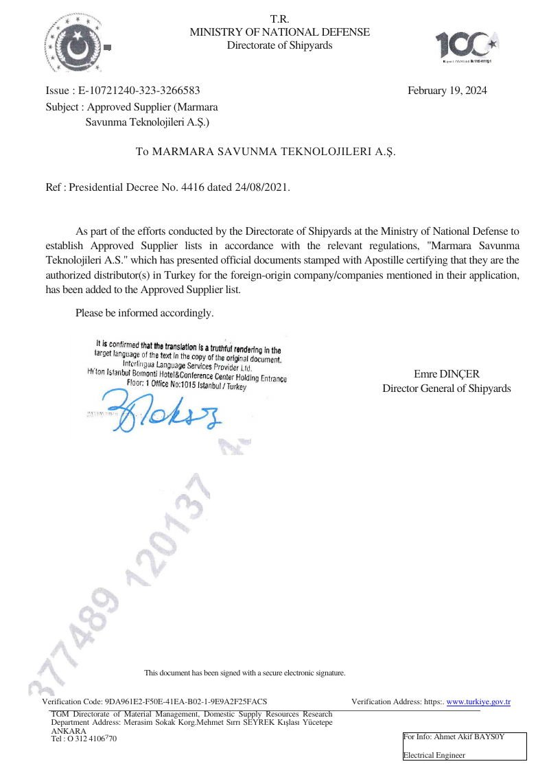 Approved Supplier Document