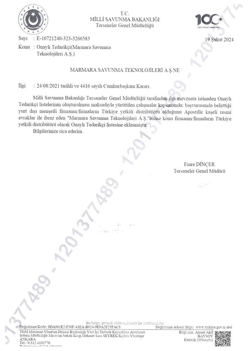 Onaylı Tedarikçi Sertifikası